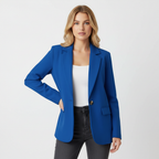 Aurelia Single Button Tailored Blazer with Notched Lapel in Blue