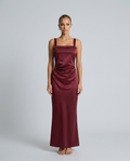 Calanthe Sleeveless All Over Sequin Floor Length Maxi Dress in Burgundy