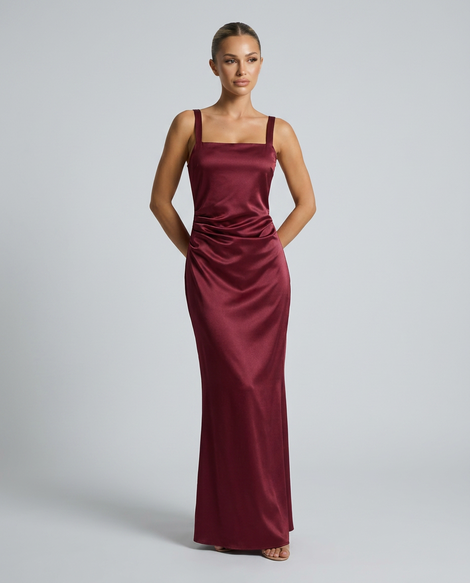 Calanthe Sleeveless All Over Sequin Floor Length Maxi Dress in Burgundy