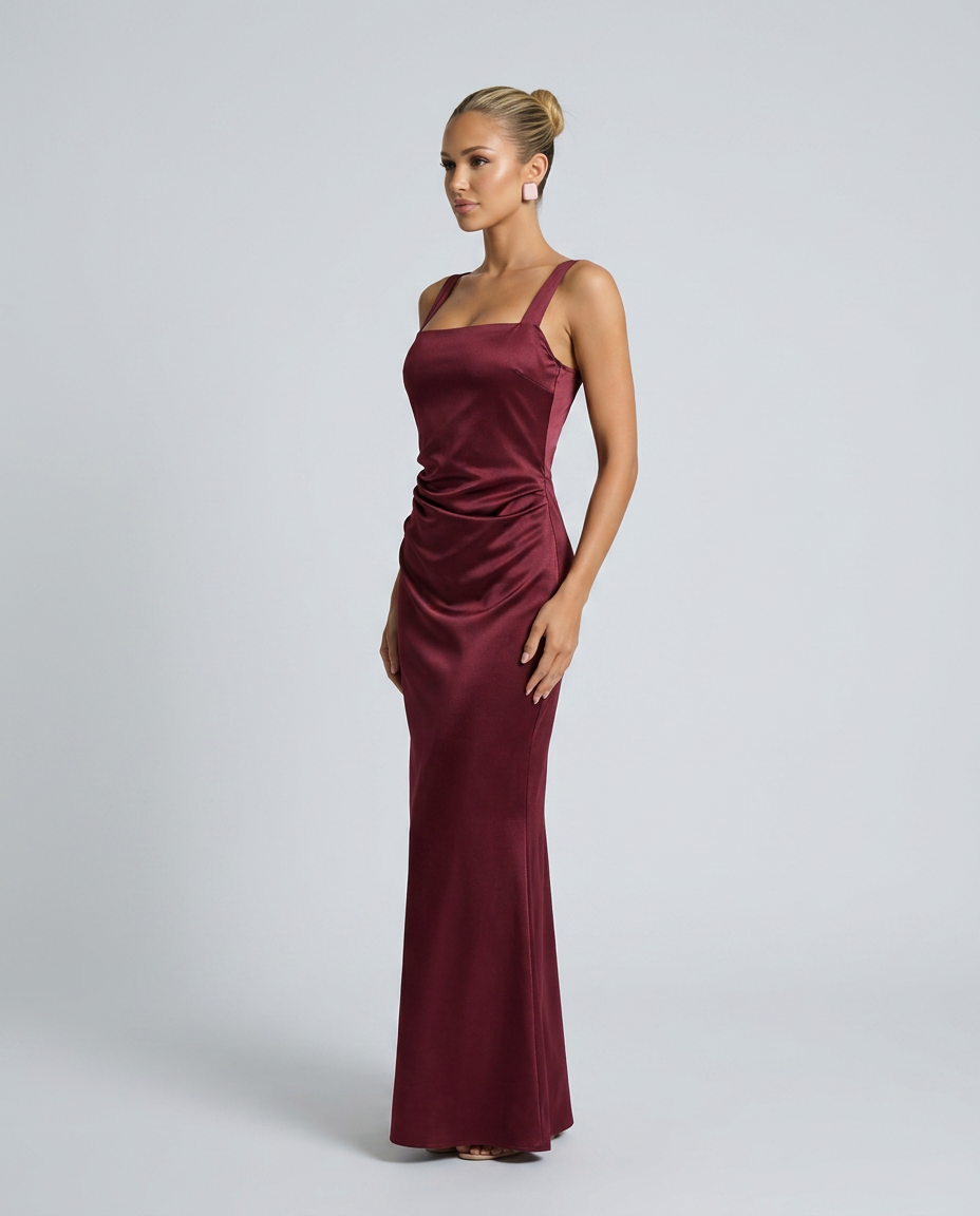 Calanthe Sleeveless All Over Sequin Floor Length Maxi Dress in Burgundy