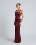 Calanthe Sleeveless All Over Sequin Floor Length Maxi Dress in Burgundy