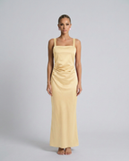 Calanthe Sleeveless All Over Sequin Floor Length Maxi Dress in Yellow