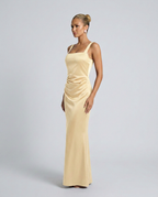 Calanthe Sleeveless All Over Sequin Floor Length Maxi Dress in Yellow