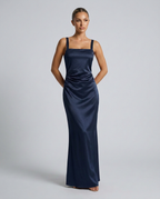 Calanthe Sleeveless All Over Sequin Floor Length Maxi Dress in Navy