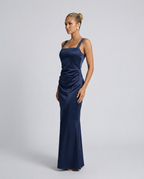 Calanthe Sleeveless All Over Sequin Floor Length Maxi Dress in Navy