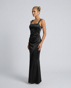 Calanthe Sleeveless All Over Sequin Floor Length Maxi Dress in Black