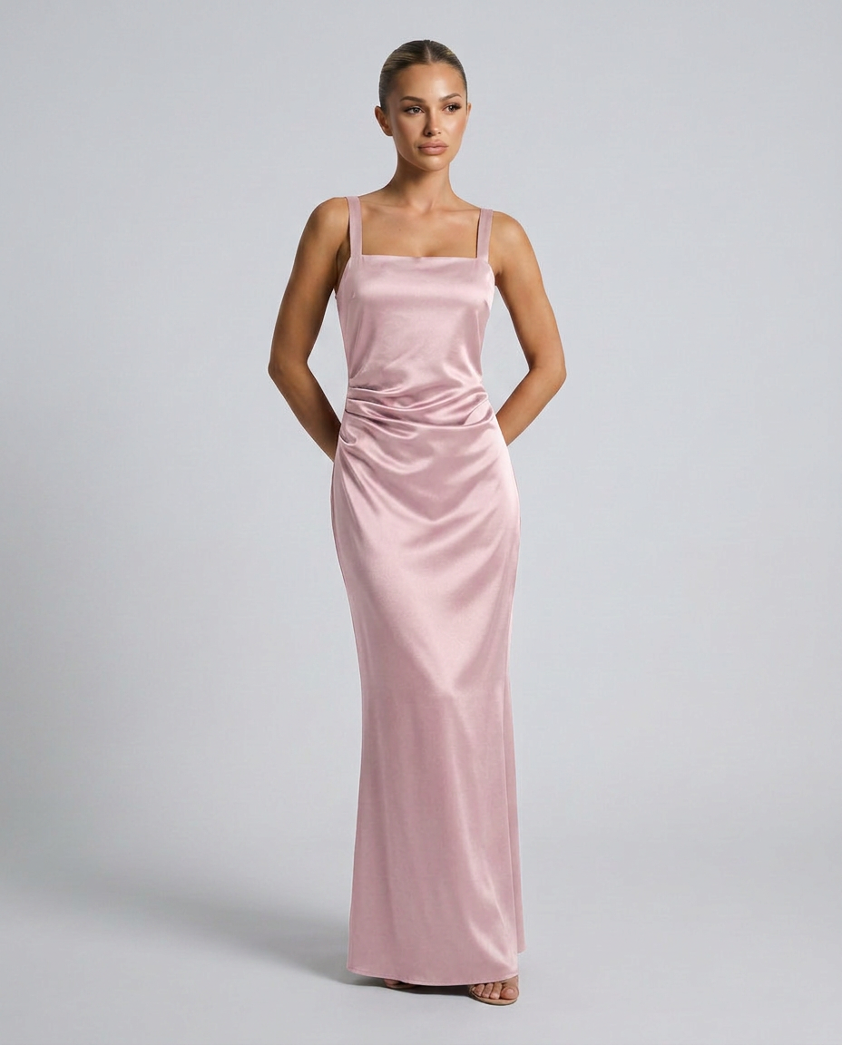 Calanthe Sleeveless All Over Sequin Floor Length Maxi Dress in Pink
