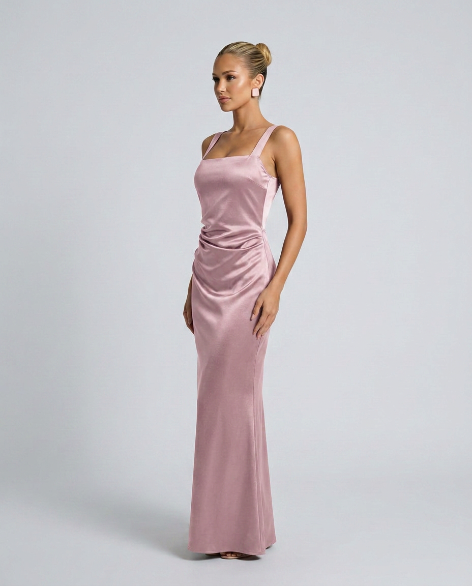 Calanthe Sleeveless All Over Sequin Floor Length Maxi Dress in Pink