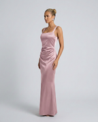 Calanthe Sleeveless All Over Sequin Floor Length Maxi Dress in Pink