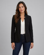 Cleo Longline Open Front Blazer with Straight Cut Body in Black