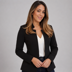 Cleo Longline Open Front Blazer with Straight Cut Body in Black