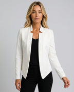 Cleo Longline Open Front Blazer with Straight Cut Body in White