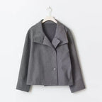 Ellie Oversized Short Coat with Structured High Neckline in Gray