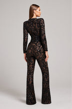 Harlow Lace Trim Sleeveless Full Length Jumpsuit in Black