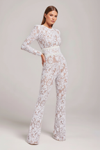 Harlow Lace Trim Sleeveless Full Length Jumpsuit in White