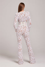 Harlow Lace Trim Sleeveless Full Length Jumpsuit in White