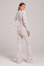 Harlow Lace Trim Sleeveless Full Length Jumpsuit in White