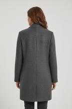 Hester Tailored Stand Collar Overcoat with Straight Body in Gray