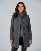 Hester Tailored Stand Collar Overcoat with Straight Body in Gray