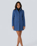 Hester Tailored Stand Collar Overcoat with Straight Body in Blue