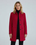 Hester Tailored Stand Collar Overcoat with Straight Body in Red