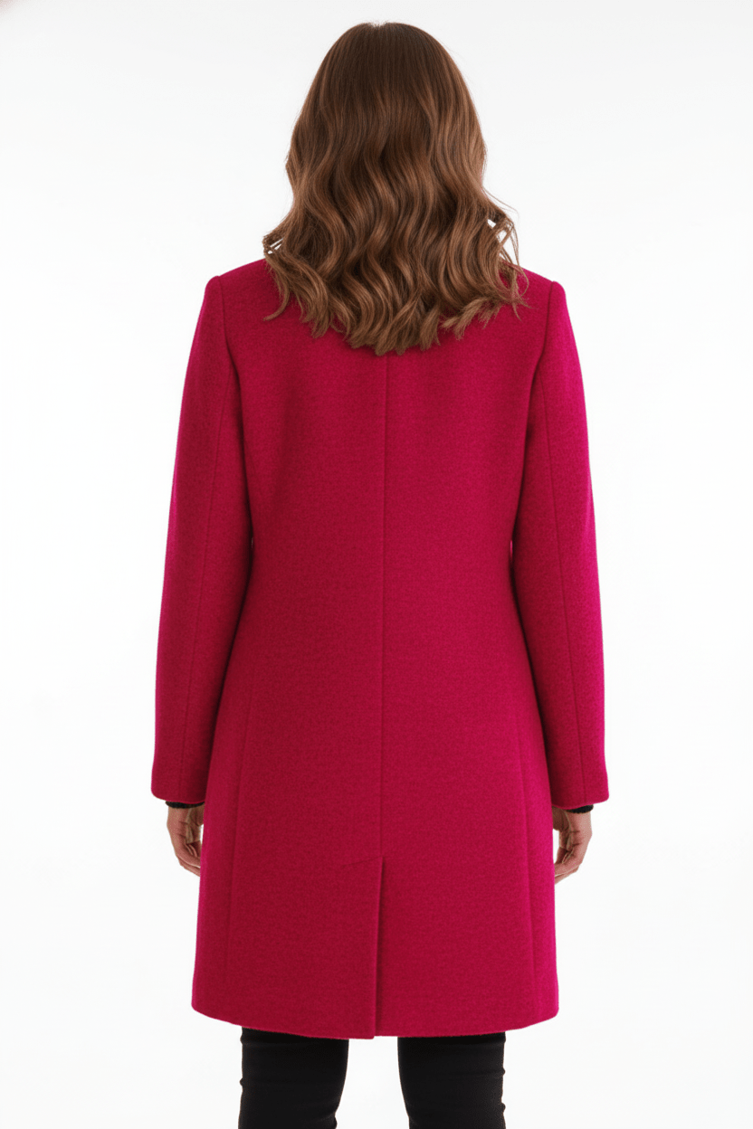 Hester Tailored Stand Collar Overcoat with Straight Body in Red