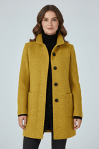 Hester Tailored Stand Collar Overcoat with Straight Body in Yellow