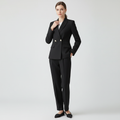 Isolde Tweed Look Blazer and Trouser Two Piece Set in Black