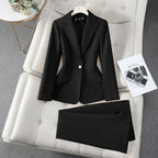 Isolde Tweed Look Blazer and Trouser Two Piece Set in Black