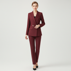 Isolde Tweed Look Blazer and Trouser Two Piece Set in Burgundy
