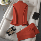 Isolde Tweed Look Blazer and Trouser Two Piece Set in Red