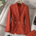 Isolde Tweed Look Blazer and Trouser Two Piece Set in Red