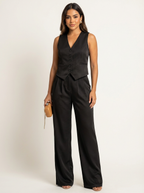 Josephine Sleeveless Tailored Blazer and Trouser Set in Black