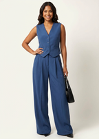 Josephine Sleeveless Tailored Blazer and Trouser Set in Blue