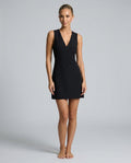 Lila V Neck Sleeveless Cocktail Mini Dress in Black in Black