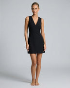 Lila V Neck Sleeveless Cocktail Mini Dress in Black in Black