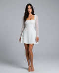 Lumina Long Sleeve All Over Sequin Mini Dress in White