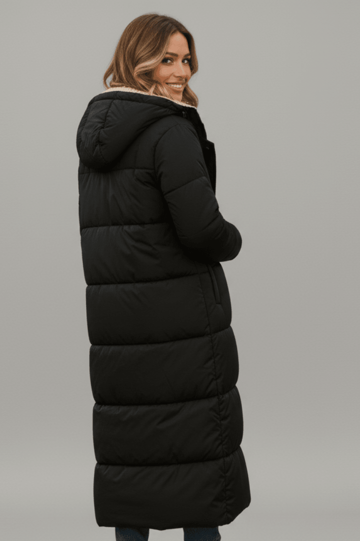 Mariana Hooded Longline Quilted Puffer Coat with Adjustable Hood