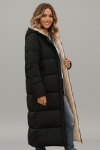 Mariana Hooded Longline Quilted Puffer Coat with Adjustable Hood