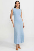 Noor Pearl Embellished Sleeveless Knit Midi Dress in Blue in Blue