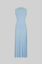 Noor Pearl Embellished Sleeveless Knit Midi Dress in Blue in Blue