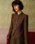 Ottoline Single Breasted Tweed Look Jacket in Brown in Brown