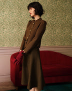 Ottoline Single Breasted Tweed Look Jacket in Brown in Brown