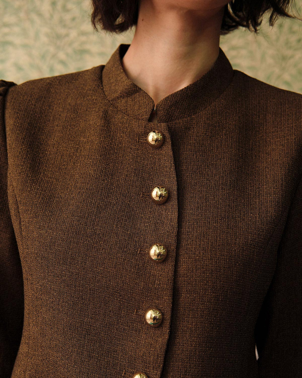 Ottoline Single Breasted Tweed Look Jacket in Brown in Brown