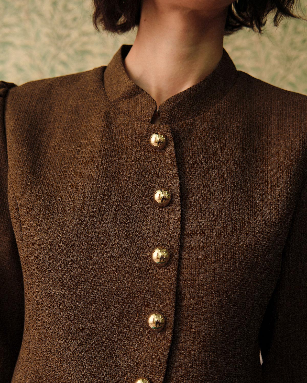 Ottoline Single Breasted Tweed Look Jacket in Brown in Brown