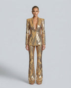 Scarlett Sequin Blazer and Matching Piece Two Piece Set in Gold