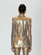 Scarlett Sequin Blazer and Matching Piece Two Piece Set in Gold