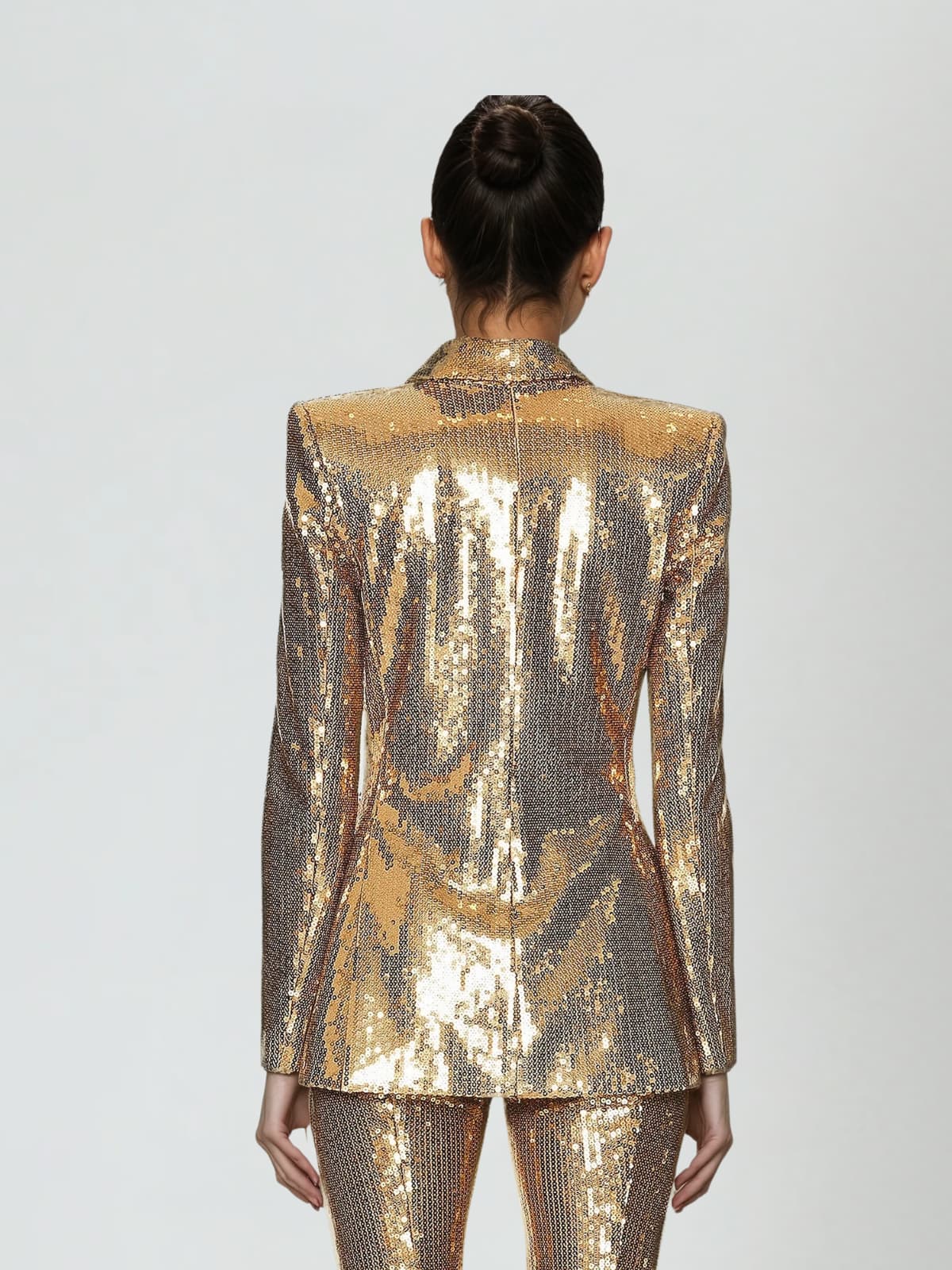 Scarlett Sequin Blazer and Matching Piece Two Piece Set in Gold