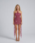 Scarlett Sequin Two Piece Set with Rhinestone Tipped Fringe in Hot Pink