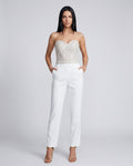 Selene Strapless Sequin Bodice Straight Leg Jumpsuit in White